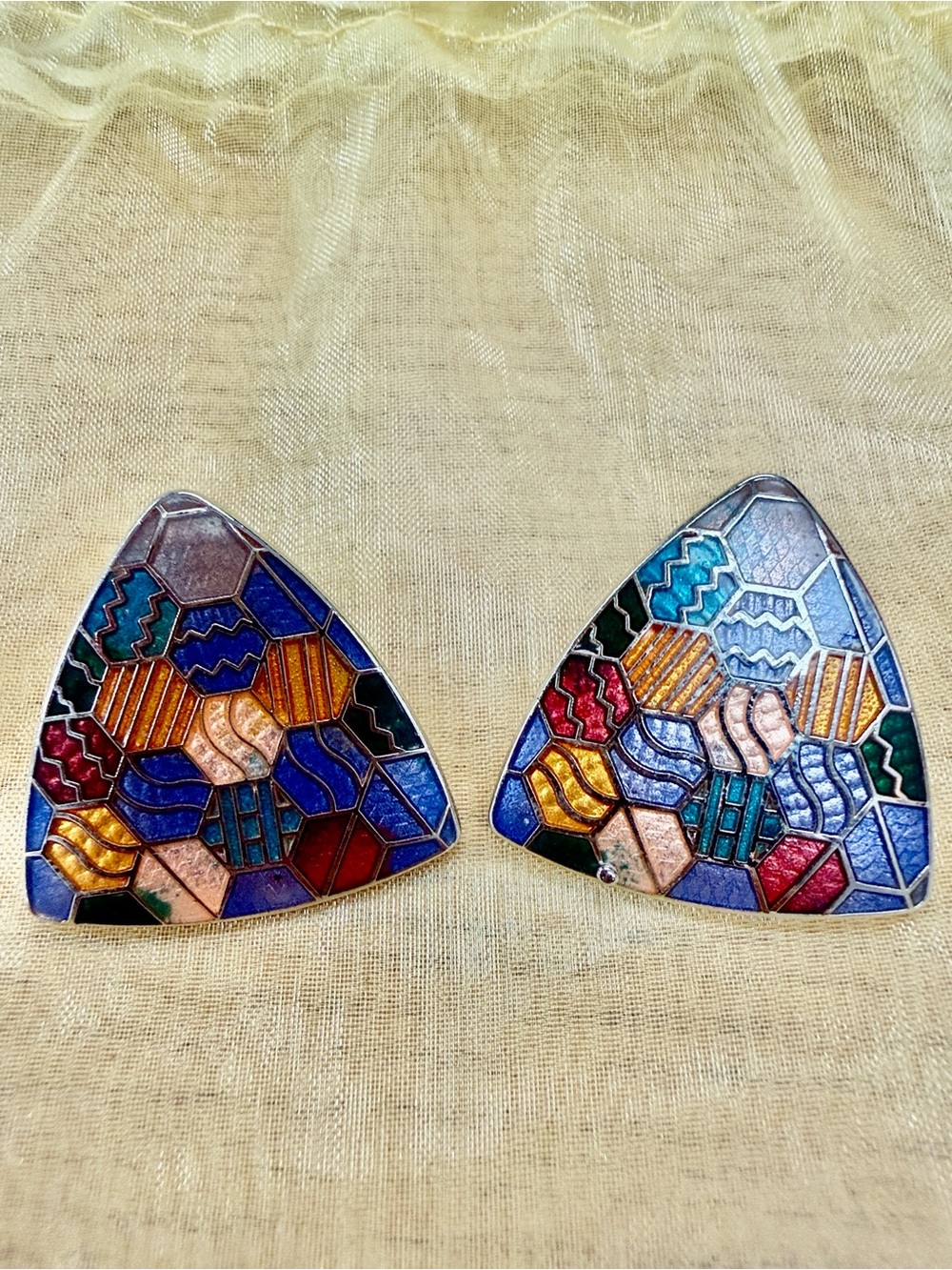 Colorful Geometric Enamel Earrings